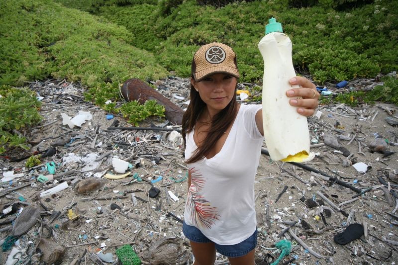 Filmmaker Angela Sun on Midway Atoll, in the northwestern Hawaiian Islands. Here, tons of plastic from the Pacific Garbage Patch comes ashore.