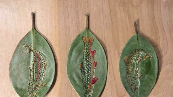 Heather Rinkier: Embroidered Magnolia Leaves