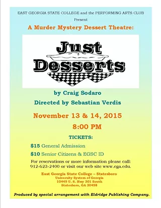 Image: "JUST DESSERTS" A Murder Mystery Dessert Theatre