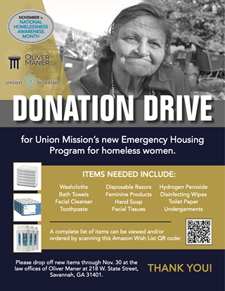 A Haven for Her Donation Drive to Benefit Union Mission