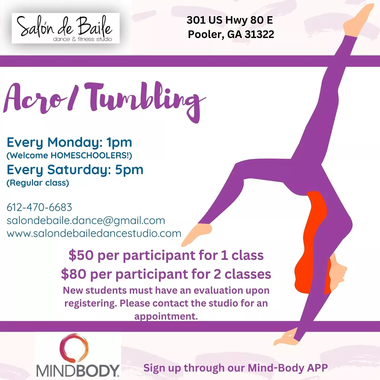 Acro/Tumbling Classes at SdeBDanceStudio