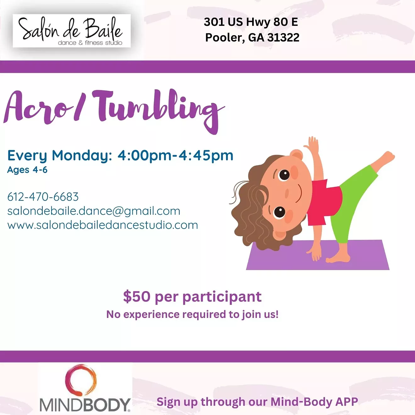 Acro/Tumbling Classes at SdeBDanceStudio