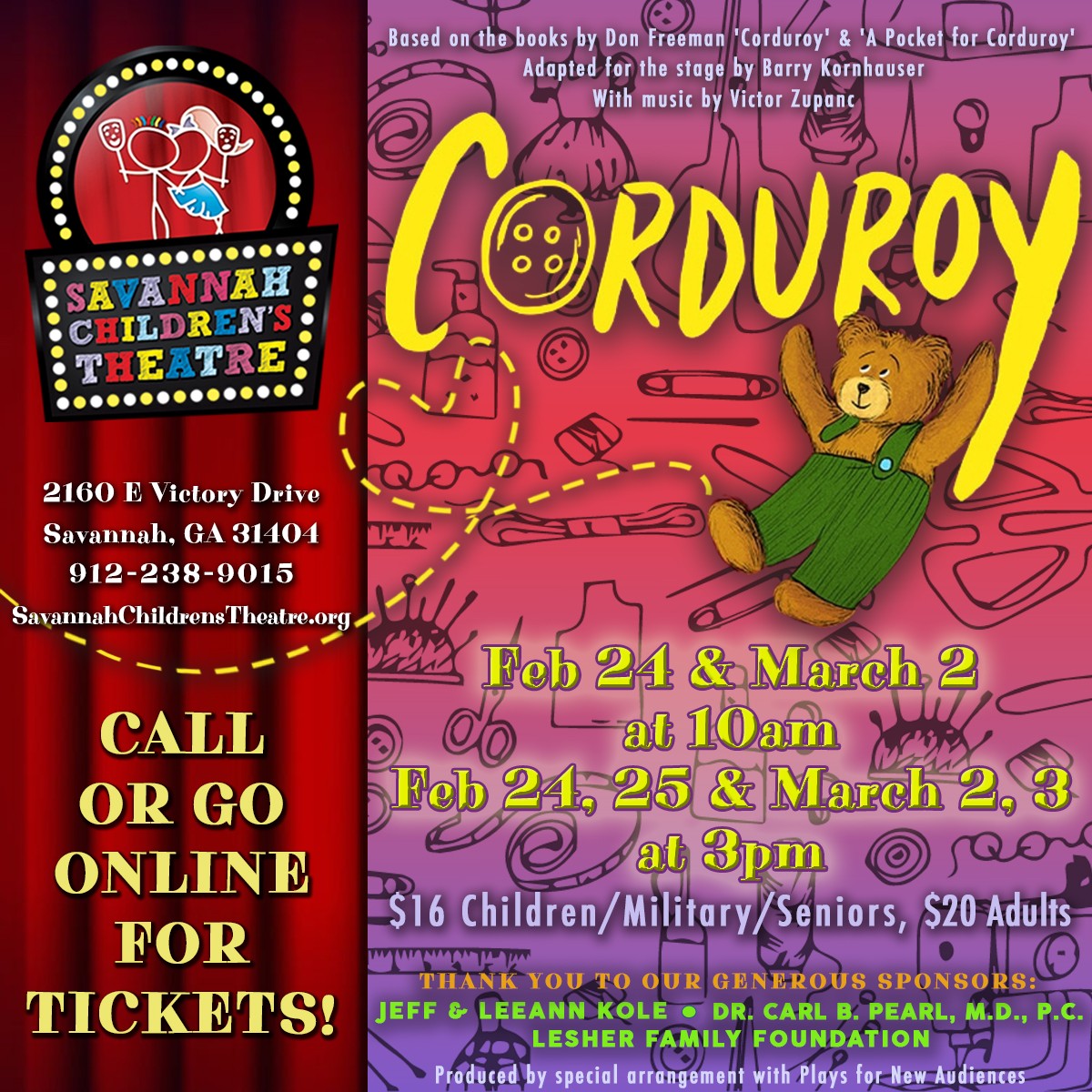 Corduroy, live at Savannah Children's Theatre!