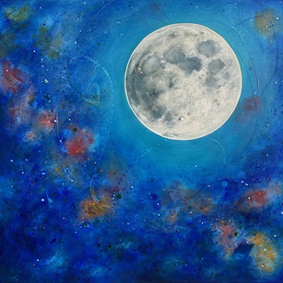 Shine Celestial Moon, Mixed Media on Canvas 24" x 24"