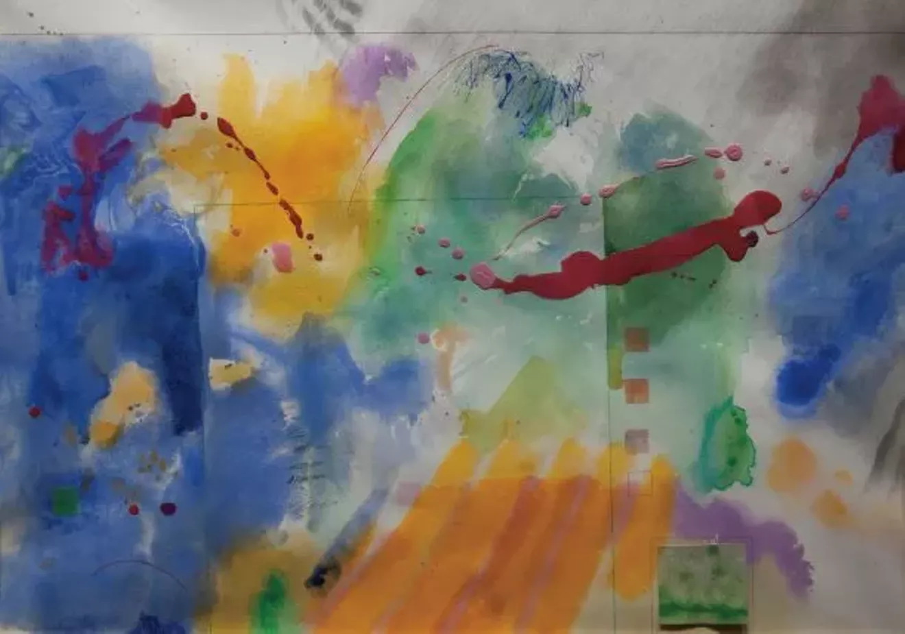 'Feels Like Freedom,' 1977; watercolor, acrylic, and elements of collage on Rives B.F.K paper; collection of James and Brenda Rivers.