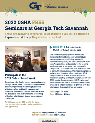 Image: Georgia Tech Savannah: OSHA Infectious Disease Training for Funeral Home Workers