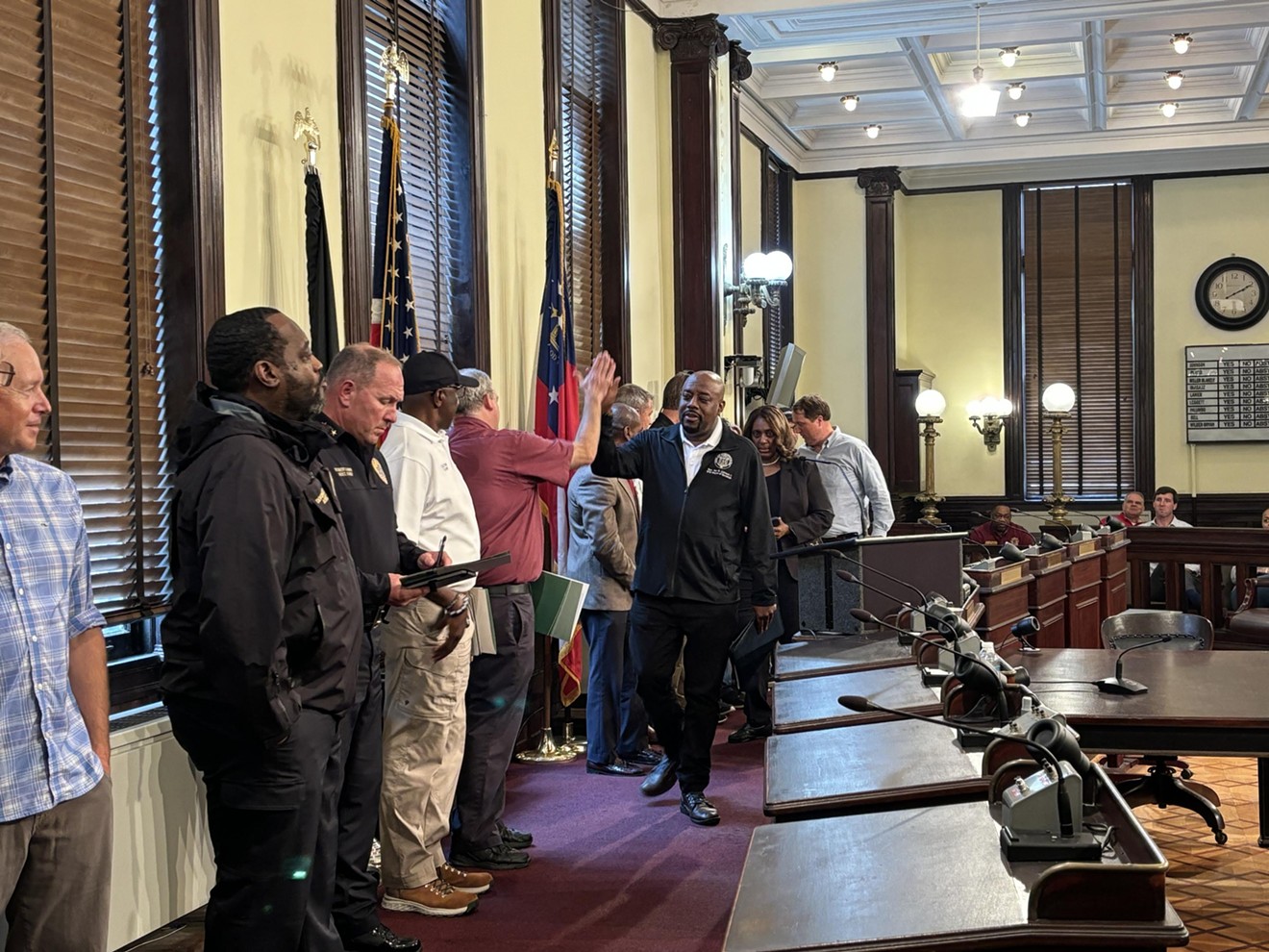 Mayor Van Johnson (on right) with city officials on Wednesday at City Hall