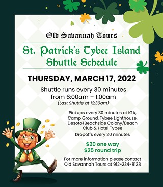 Old Savannah Tours to Offer St. Patrick’s Day Shuttle Service to and from Tybee Island