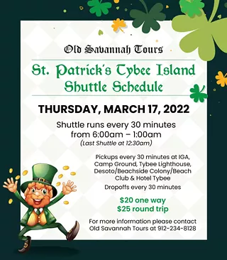 Image: Old Savannah Tours to Offer St. Patrick&rsquo;s Day Shuttle Service to and from Tybee Island