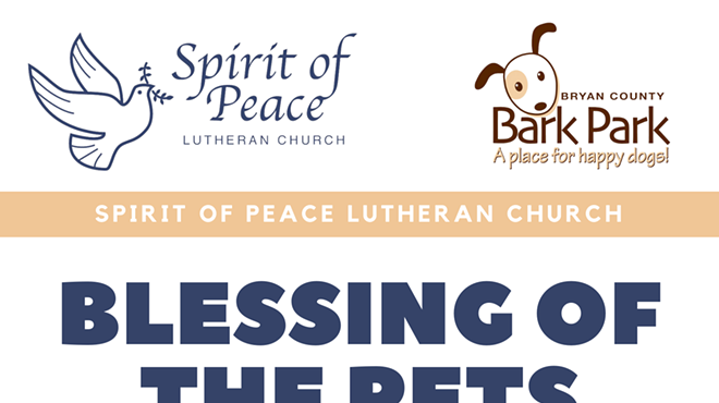 SPIRIT OF PEACE LUTHERAN CHURCH, BRYAN COUNTY BARK PARK PARTNER FOR PET BLESSING