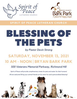 Image: SPIRIT OF PEACE LUTHERAN CHURCH, BRYAN COUNTY BARK PARK PARTNER FOR PET BLESSING
