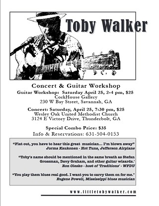 The Toby Walker Blues Project:  Concert and Blues Guitar Workshop!