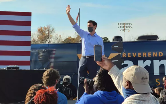 Common joins Democratic Georgia U.S. Senate candidates Jon Ossoff and Raphael Warnock at Garden City campaign rally Saturday