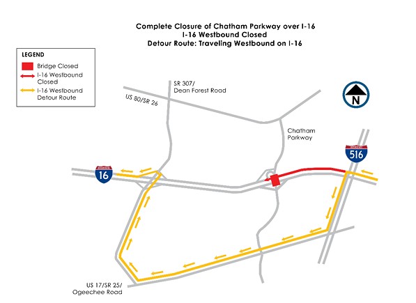 Portions of Chatham Parkway, I-16 closed for weekend after excavator hit overpass Thursday (3)