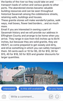 Historic ballast stones taken from downtown development for private sale on Facebook