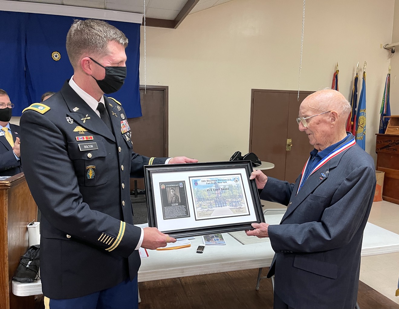 Veterans Council awards 10th Mountain Division Warrior HOF to 1LT Euel Akin